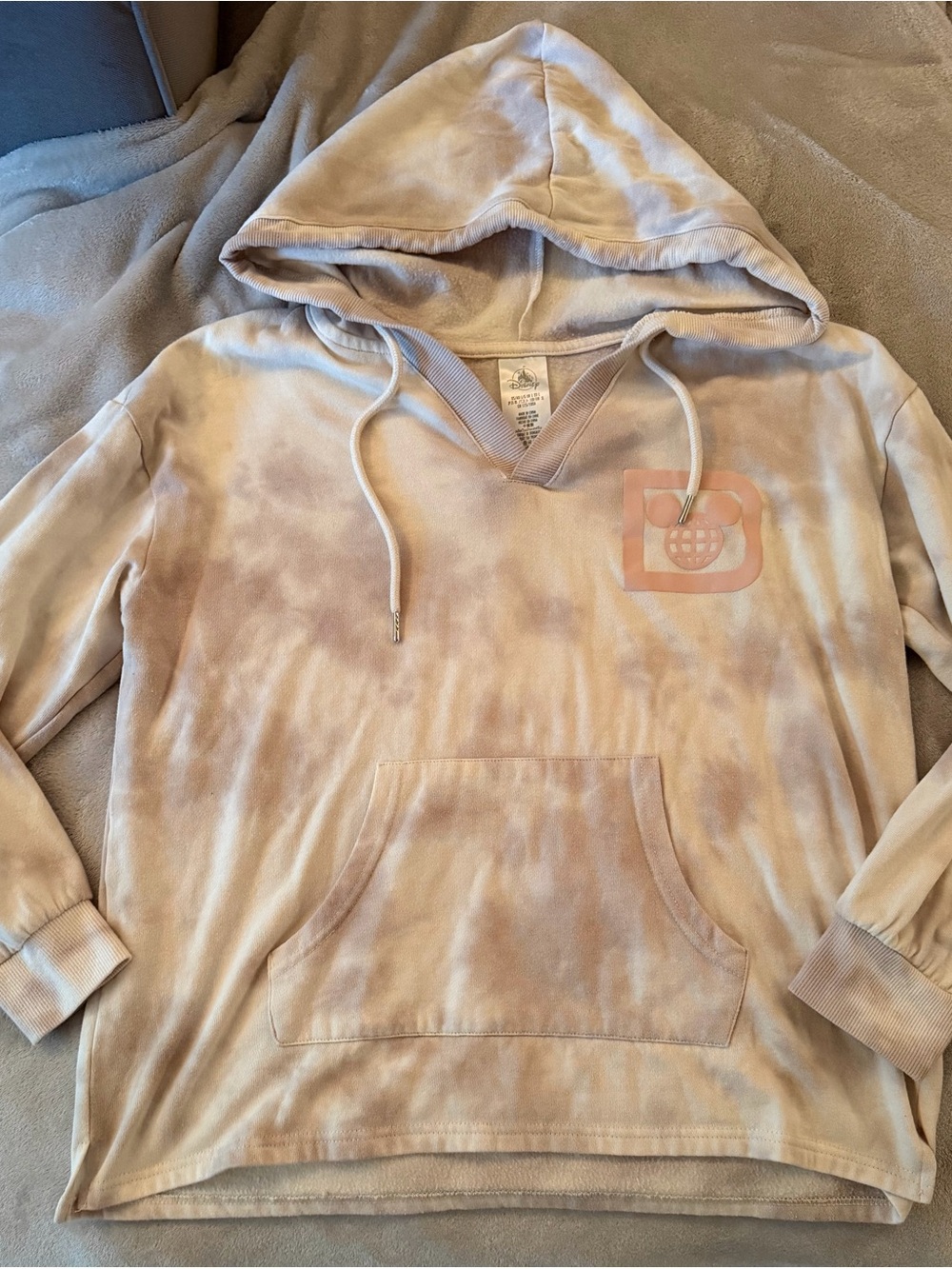 Disney Beige & Pink Tie-Dye Hooded Sweatshirt